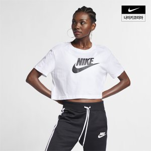 나이키 우먼스 나이키 스포츠웨어 에센셜 크롭 아이콘 클래쉬 반팔 티셔츠 AS NIKE BV6176-100