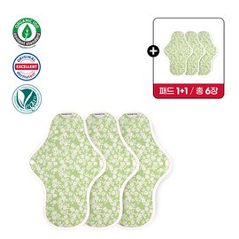 한나패드 면생리대 중형 3종세트 (패드1+1) 총6장