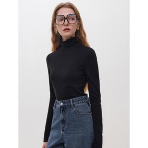 WD_Wave turtleneck knit top_BLACK