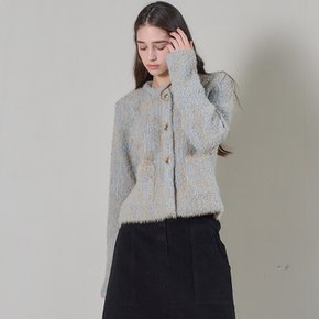 TWEED ROUND KNIT JACKET_LIGHT BLUE