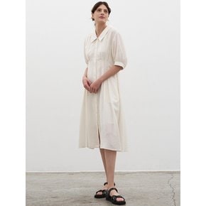 PIN-TUCK FLARE DRESS_CREAM