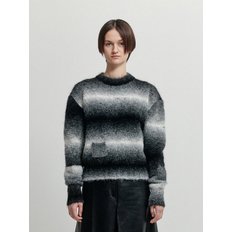 XARA Gradation Striped Knit Pullover - Black/White