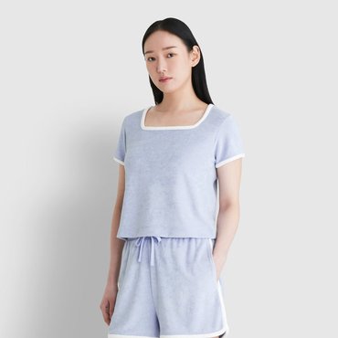 JAJU 25 S/S   여 테리 스퀘어넥 라운지 티셔츠   J205201010