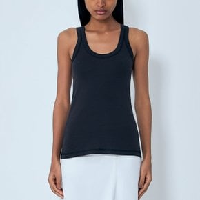 26 FW 스쿱 넥라인 리브드 트림 코튼 탱크탑 블랙 TS0001 LJ1016 BK998