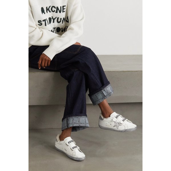 올드 스쿨 시어링 안감 디스트레스드 글리터 가죽 스니커즈 화이트 6630340698716570