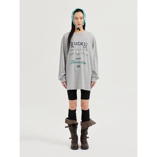 Print Point Long Length Long-Sleeved T-Shirt (melange grey)_LFTAS25190GYM