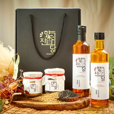 향진당 국산 참기름 300선물세트 2호(참기름300ml,들기름300ml,볶은참깨60g,볶은검정깨60g)(+쇼핑백)