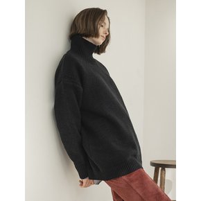 KN4209 Oversize angora turtleneck knit_Black