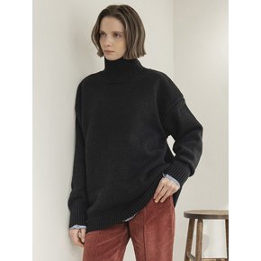 KN4209 Oversize angora turtleneck knit_Black