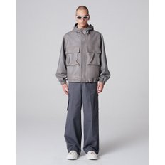 European Lambskin Flap pocket hood jumper_Grey