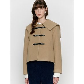 Ribbon button sailor half coat - Khaki beige