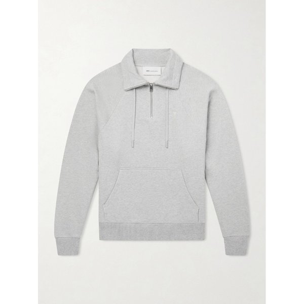 로고 자수 코튼 프렌치 테리 하프 집업 스웨터 46376663163015908