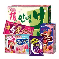  오리온 초코파이 딸기 408g+딸기송이 50g+톡핑딸기 43g+통크딸기 44g+마이구미제로 54g(총5개) 봄신상세트