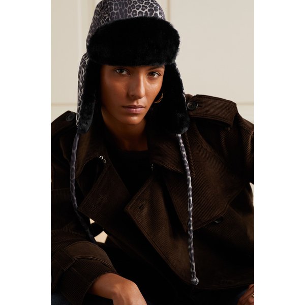 메종미쉘 Bibiana Faux Fur-lined Leopard-print Stretch Hat 브라운 46376663162766307