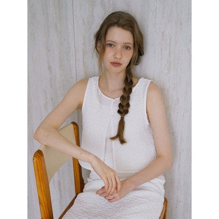 라미네즈 Jacquard Sleeveless Vest - Ivory
