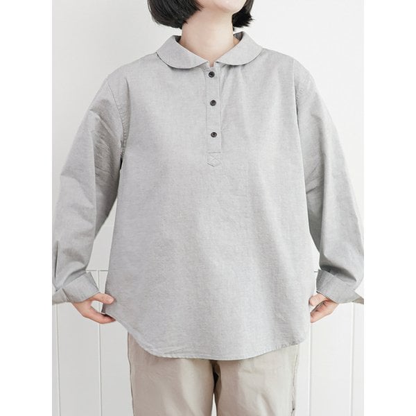 코튼 옥스포드 풀오버 셔츠 블랙