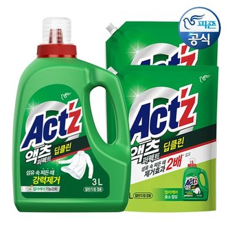 피죤 액츠 세탁세제 퍼펙트 딥클린 3L 용기+2.2L 리필 x 2개