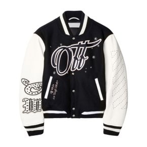 WO EMB Bling Stars Varsity Jacket (Black/Off-White)