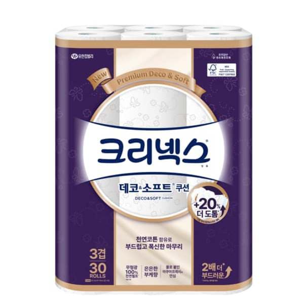 [쓱7클럽]크리넥스 3겹 데코&소프트 쿠션 30m-30롤