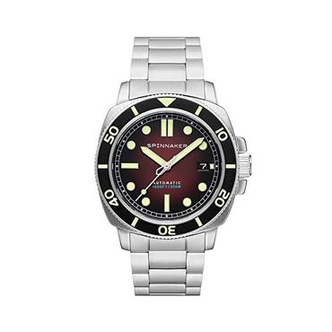  미국 스피나커 시계 Spinnaker Mens 42mm Hull Diver Automatic 3 Hands 워치 with Genuine 레더