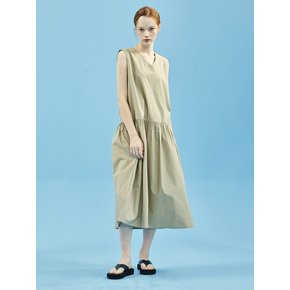 V-Neck Sleeveless One-Piece [Beige]