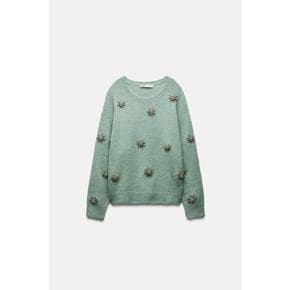 알파카 비즈 니트 스웨터 5755/112 SEA GREEN