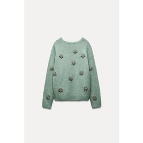 알파카 비즈 니트 스웨터 5755/112 SEA GREEN