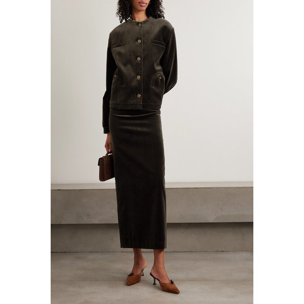 블레이즈밀라노 질러시 서섹스 코튼 벨벳 미디 스커트 브라운 46376663162986925