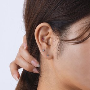 14K 피어싱 귀걸이 3mm 6발 루비 큐빅 볼