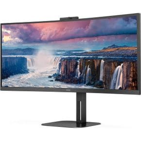 영국 AOC 모니터 CU34V5CW 34 Inch Curved QHD Monitor100Hz VA WebCam USBC Docking65W power d