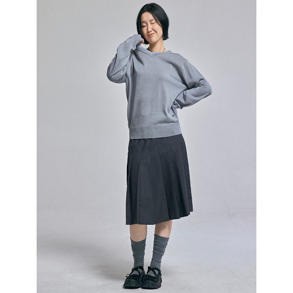 클래식 레이어드 브이넥 니트 그레이