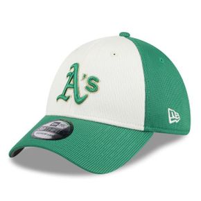 4365211 New Era Mens White/Green Oakland Athletics 2024 St. Patricks Day 39THIRTY Flex Fit