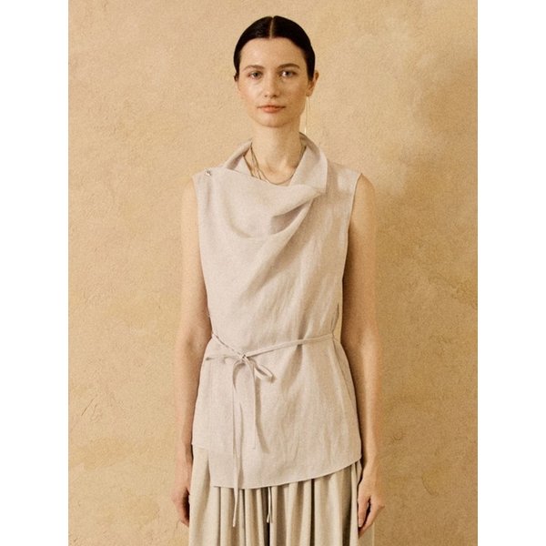 Draped Wrap Blouse Light Grey
