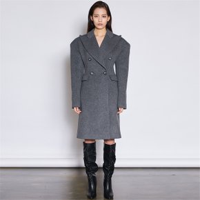 [쿠만] Double breasted power shoulder tailored wool coat