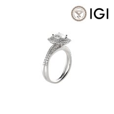 IGI 1.05ct E VVS2 14k 랩다이아몬드 1캐럿 헤일로 링