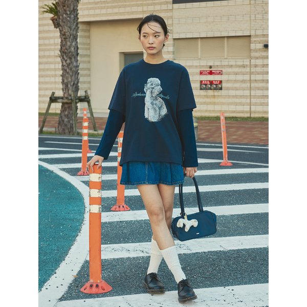 OVERSIZED POODLE GRAPHIC TEE V2 (NAVY)