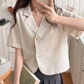 린코 린넨 카라 반팔 자켓