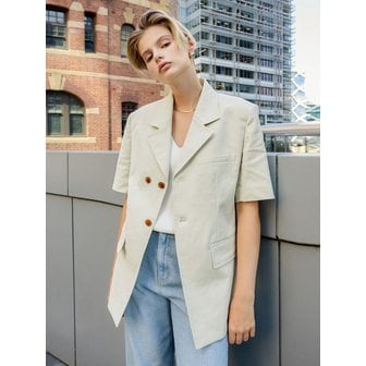 르하스 [단독]HALF SLEEVE SINGLE JACKET_BEIGE