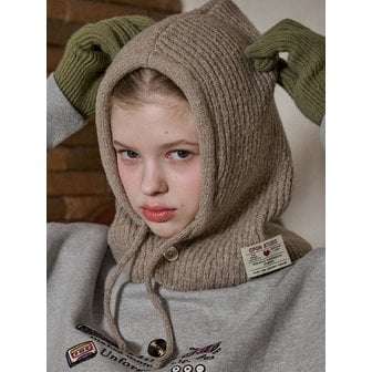 꼼파뇨 (CPGN) 리브 버튼 바라클라바 베이지