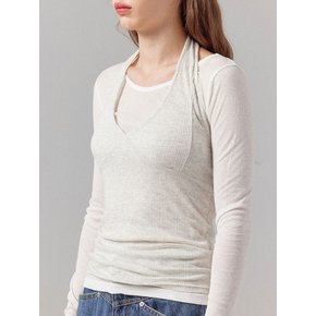 White Layerd Halter Neck T-shirt