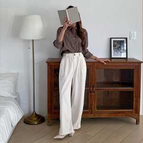 [옷자락] 여자 가을 출근 포멀룩 와이드 핀턱 스판 슬랙스 팬츠