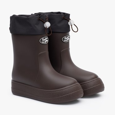 리끌로우 레인부츠 RE-RAIN SHIRRING BOOTS CHOCO