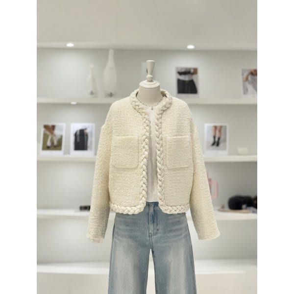 [여주점] 여성 노카라 꼬임라인 트위드 자켓 (L261MSF006)