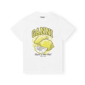 (국내배송) 24SS 가니 화이트 릴렉스 레몬 반팔 티셔츠 T3768 151