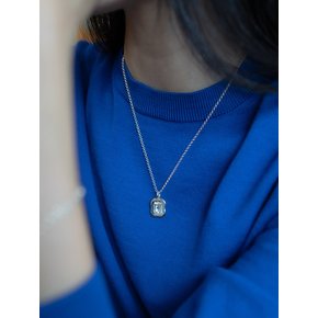 SQUARE BLOOM NECKLACE_AQUAMARINE