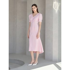 LUTZ / Jewel Puff Sleeve Mermaid Dress(pink)