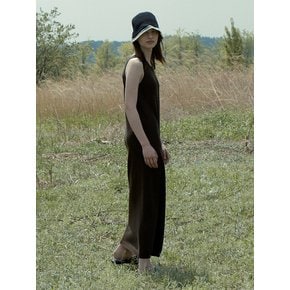 LINEN BLEND SLEEVELESS WHOLEGARMENT KNIT DRESS