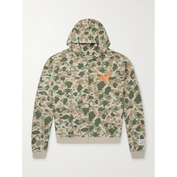 로고 프린트 카모플라주 코튼 저지 집업 후드 티셔츠 46376663162903318