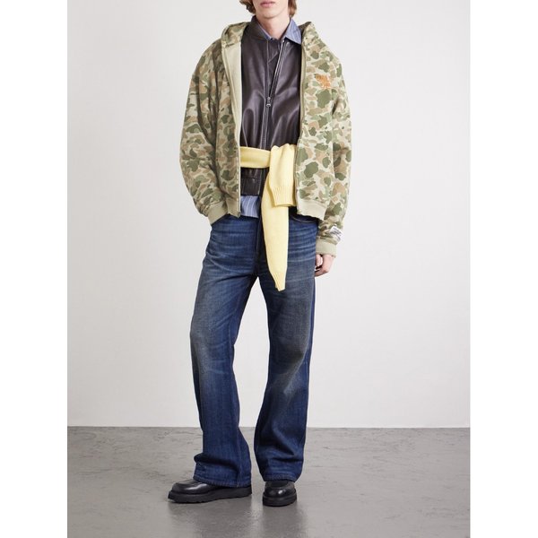 로고 프린트 카모플라주 코튼 저지 집업 후드 티셔츠 46376663162903318