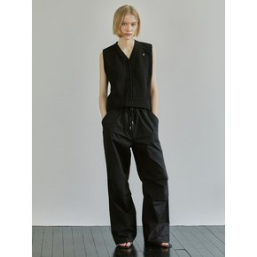 BACK PLEATS STRING PANTS / BLACK